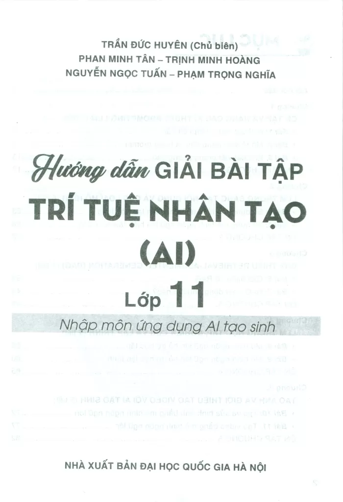 HƯỚNG DẪN GIẢI BÀI TẬP TRÍ TUỆ NHÂN TẠO (AI) LỚP 11 - Nhập môn ứng dụng AI tạo sinh